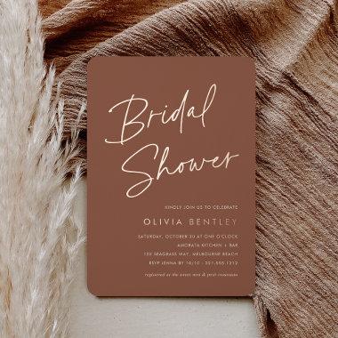 Rust & Rose | Boho Minimalist Script Bridal Shower Foil Invitations