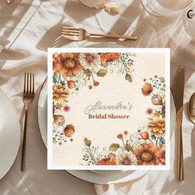 Rust Terracotta Flowers  Napkins