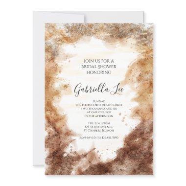 Rust Tones Abstract Watercolor Bridal Shower Invitations