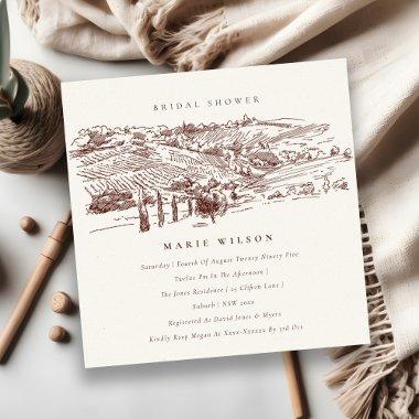Rust Winery Mountain Sketch  Invite