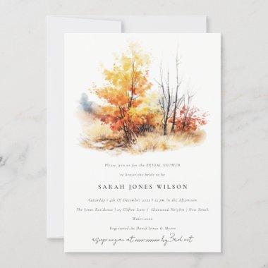 Rust Yellow Fall Landscape Plaid Bridal Shower Invitations
