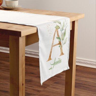 Rustic A monogram greenery foliage eucalyptus gold Short Table Runner