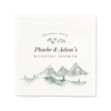 Rustic Adventure Mountain Couples Bridal Shower Napkins