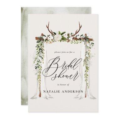 Rustic antler and foliage bridal shower Invitations