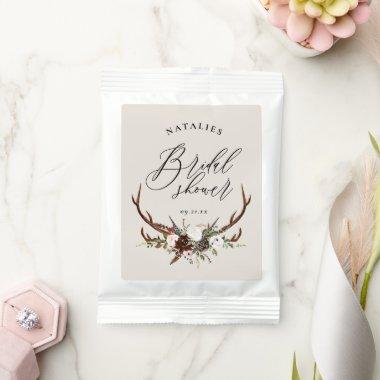 Rustic antler watercolor floral bridal shower chic hot chocolate drink mix