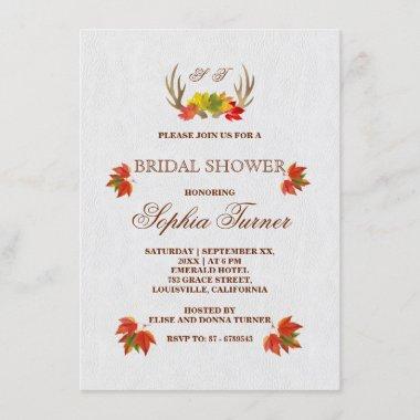 Rustic Antlers Fall Boho Bridal Shower Invitations
