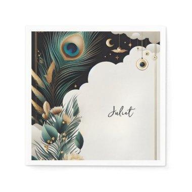 Rustic Asian Sky Cloud Peacock  Napkins