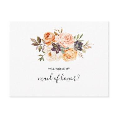 Rustic Autumn Elegant Floral Maid of Honor Invitation Post
