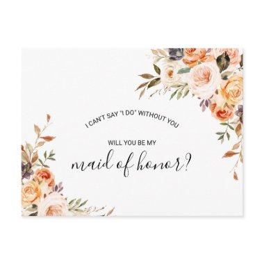 Rustic Autumn Elegant Floral Maid of Honor Invitation PostInvitations