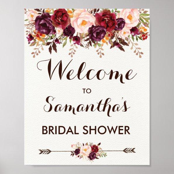 Rustic Autumn Floral Bridal Wedding Baby Shower Poster