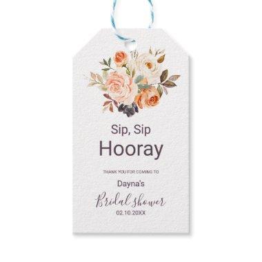 Rustic Autumn Floral Sip Sip Hooray Bridal Shower Gift Tags