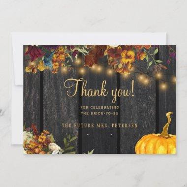 Rustic autumn floral wood script bridal shower thank you Invitations