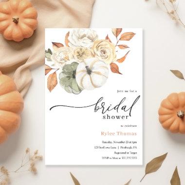 Rustic Autumn Foliage Pumpkin Autumn Bridal Shower Invitations