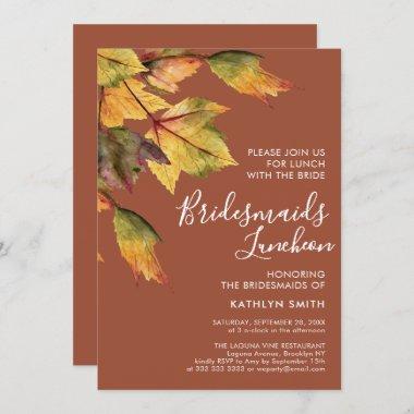 Rustic Autumn Foliage Wedding Bridesmaids Luncheon Invitations