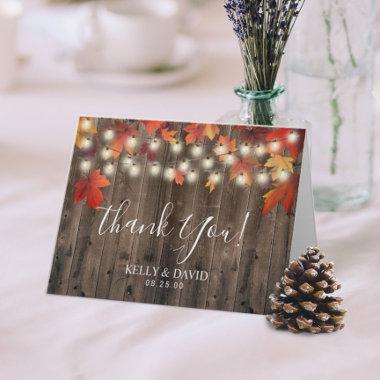 Rustic Autumn Leaves Fall Wedding Thank You