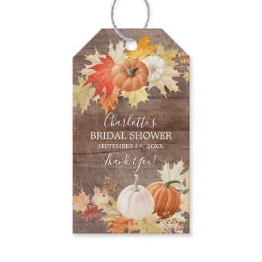 Rustic Autumn Leaves Pumpkin Bridal Shower Favor Gift Tags