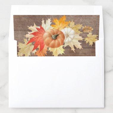 Rustic autumn Leaves Pumpkins Bridal Shower Envelope Liner