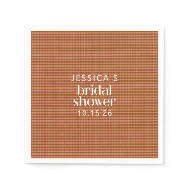 Rustic Autumn Plaid Geometric Custom Bridal Shower Napkins