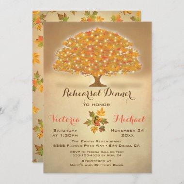 Rustic Autumn Rehearsal Dinner with twinkle lights Invitations