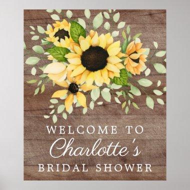 Rustic Autumn Sunflower Bridal Shower Welcome Sign