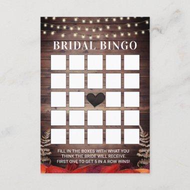 Rustic Autumn Wedding Bridal Shower Bingo Invitations