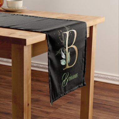 Rustic B monogram greenery foliage eucalyptus gold Short Table Runner