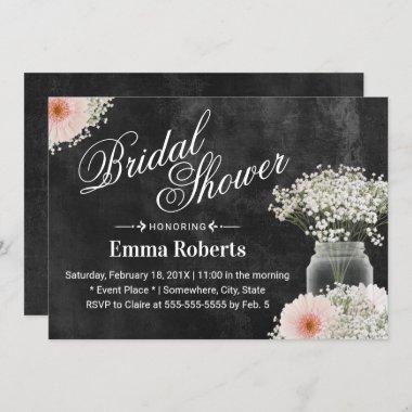 Rustic Baby's Breath & Daisy Floral Bridal Shower Invitations