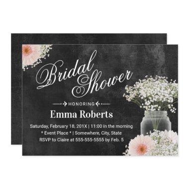 Rustic Baby's Breath & Daisy Floral Bridal Shower Invitations