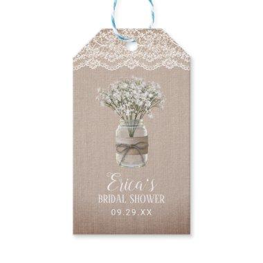 Rustic Baby's Breath Floral Jar Bridal Shower Gift Tags