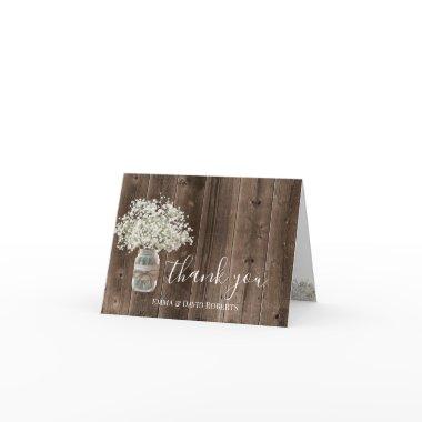 Rustic Baby's Breath Floral Jar Wood Thank You