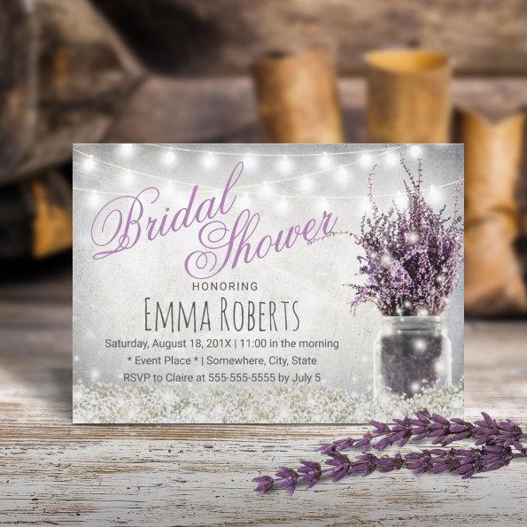 Rustic Baby's Breath Lavender Floral Bridal Shower Invitations