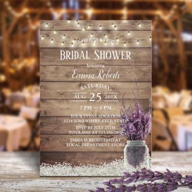 Rustic Baby's Breath Lavender Floral Bridal Shower Invitations