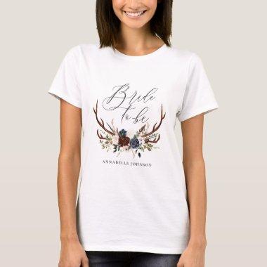 rustic bachelorette bride to be floral antlers T-Shirt
