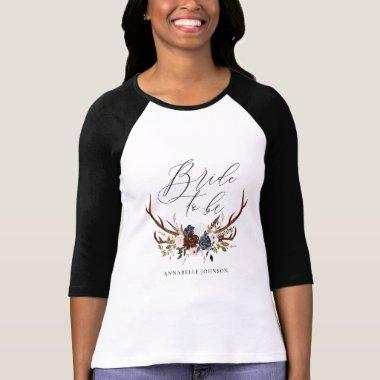 Rustic bachelorette bride to be floral antlers T-Shirt