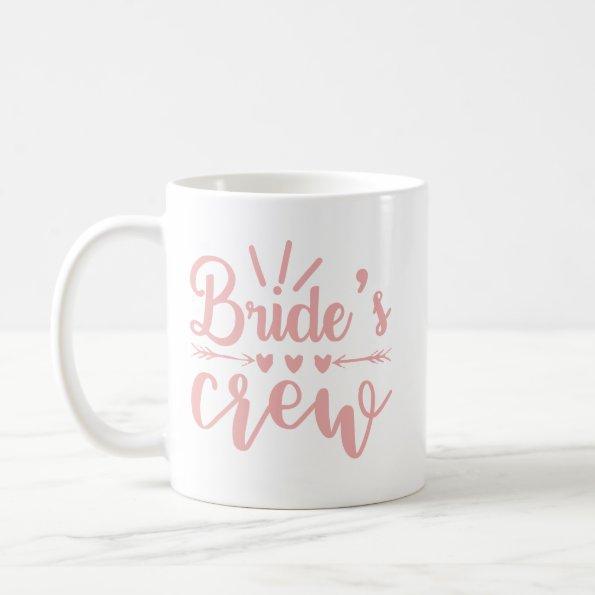 Rustic Bachelorette Pink Calligraphy Brides Crew Coffee Mug