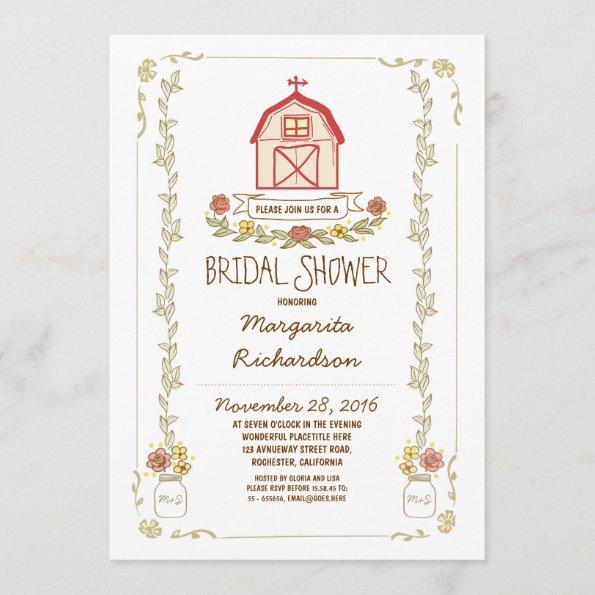 Rustic barn bridal shower invitations