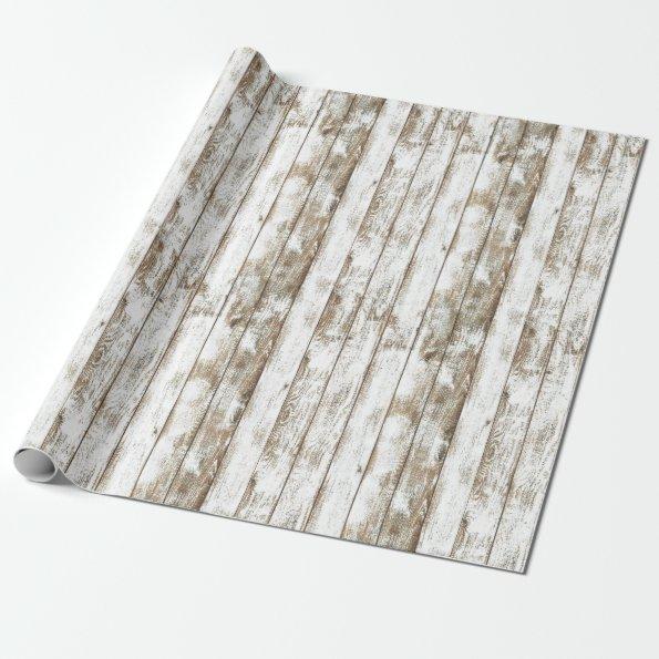 Rustic Barn White Weathered Wood Vintage Wrapping Paper