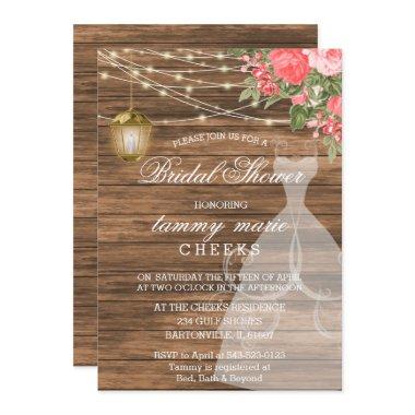 Rustic Barn Wood Bridal Shower - Coral Invitations