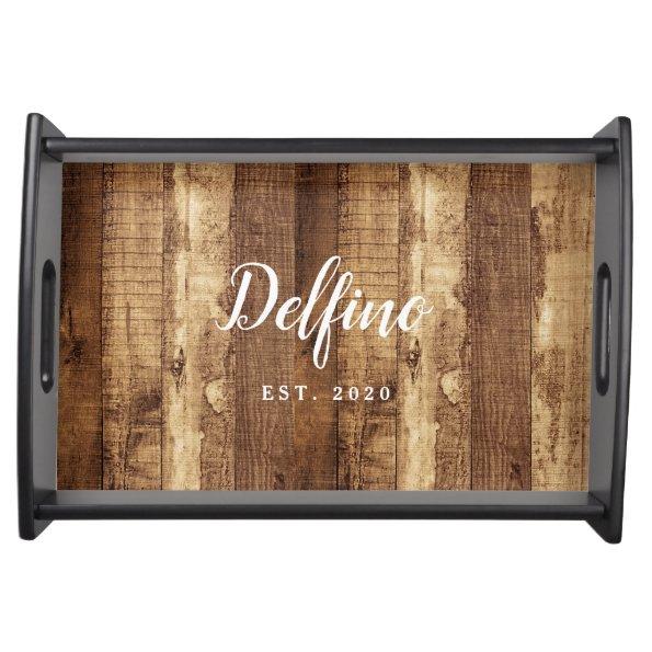 Rustic Barn Wood Country Home Decor Gift Monogram Serving Tray