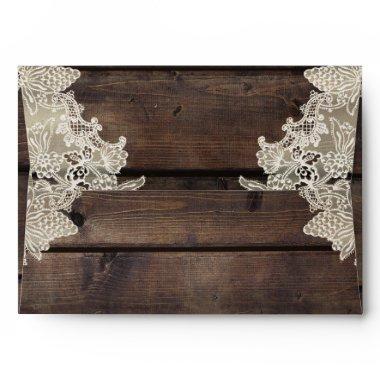 Rustic Barn Wood & Lace Romantic Elegant Wedding Envelope