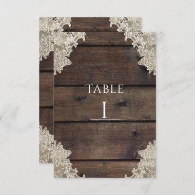 Rustic Barn Wood & Lace Romantic Table Number