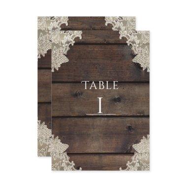 Rustic Barn Wood & Lace Romantic Table Number