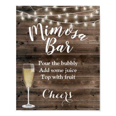 Rustic Barn Wood String Lights Mimosa Bar Sign