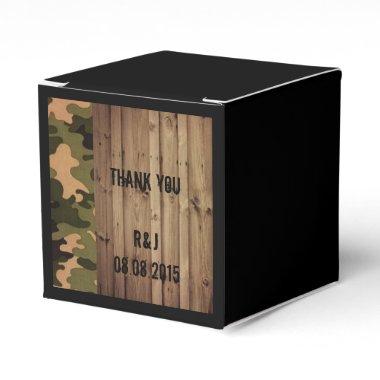 rustic barn wood western country Camo Wedding Favor Boxes