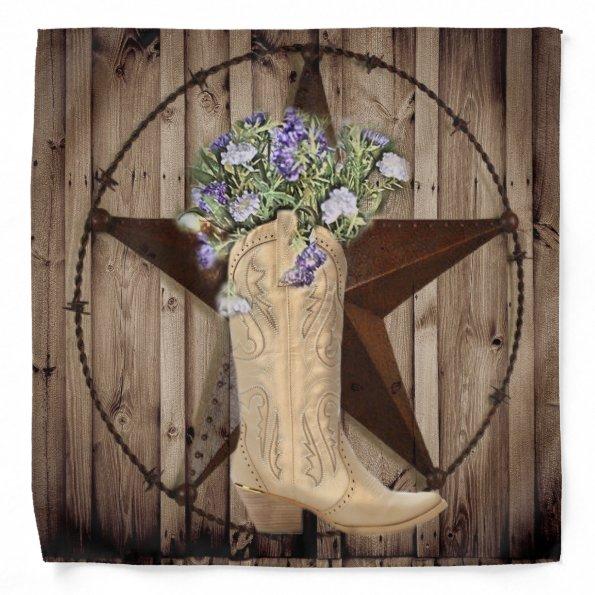 rustic barn wood wildflower cowboy western star bandana