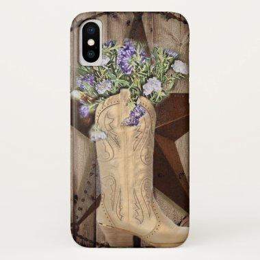 rustic barn wood wildflower cowboy western star iPhone XS case