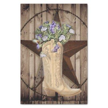 rustic barn wood wildflower cowboy western star tissue paper