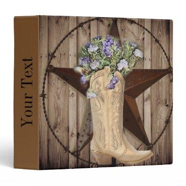 rustic barn wood wildflower Western country cowboy 3 Ring Binder