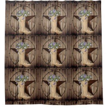 rustic barn wood wildflower Western country cowboy Shower Curtain