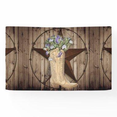 rustic barn wood wildflower western star cowgirl banner